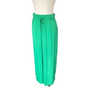 Rachel Zoe Emerald Green Satin Wide-Leg Pants Size Large